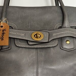 Vintage Coach Hamptons Leather Turn-Lock Satchel with Gold Hardware